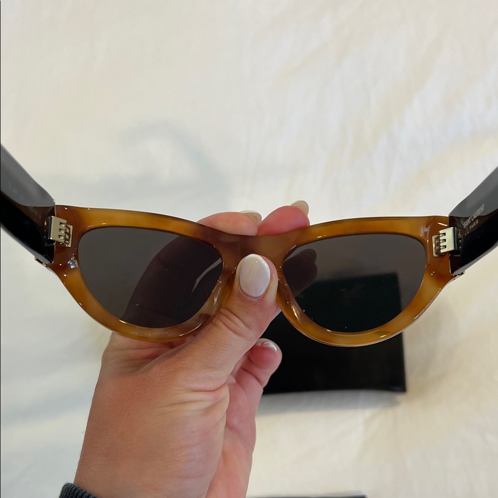 Yves Saint Laurent Women's Havana Monogram 53mm Cat Eye Sunglasses - Picture 7 of 8